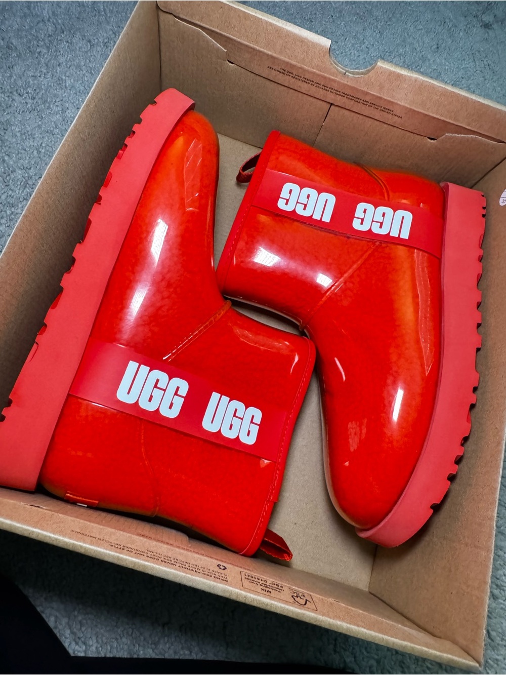 UGG Women's Red Glossy Ankle Boots